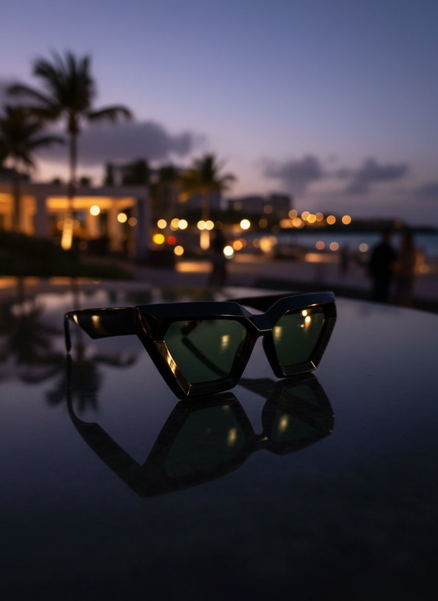 Aruba Noir – Black Sharp-Edged Cat Eye