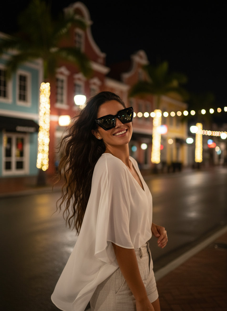 Aruba Noir – Black Sharp-Edged Cat Eye