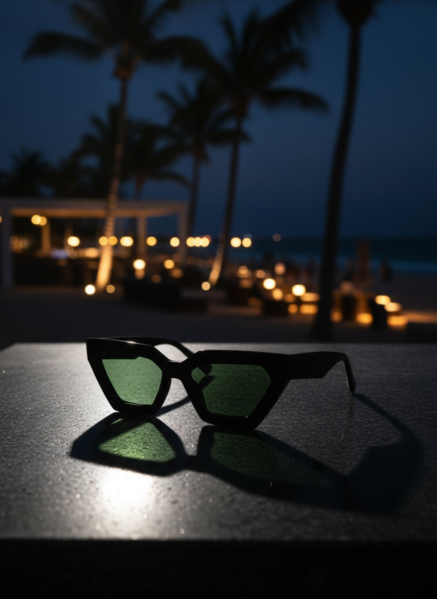 Aruba Noir – Black Sharp-Edged Cat Eye