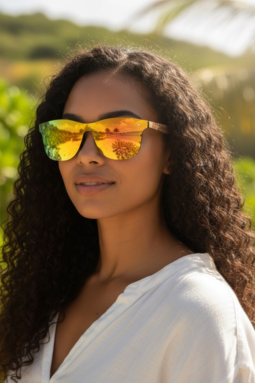 Amberwood Sunset – Wooden Arms, Color-Shifting Lens